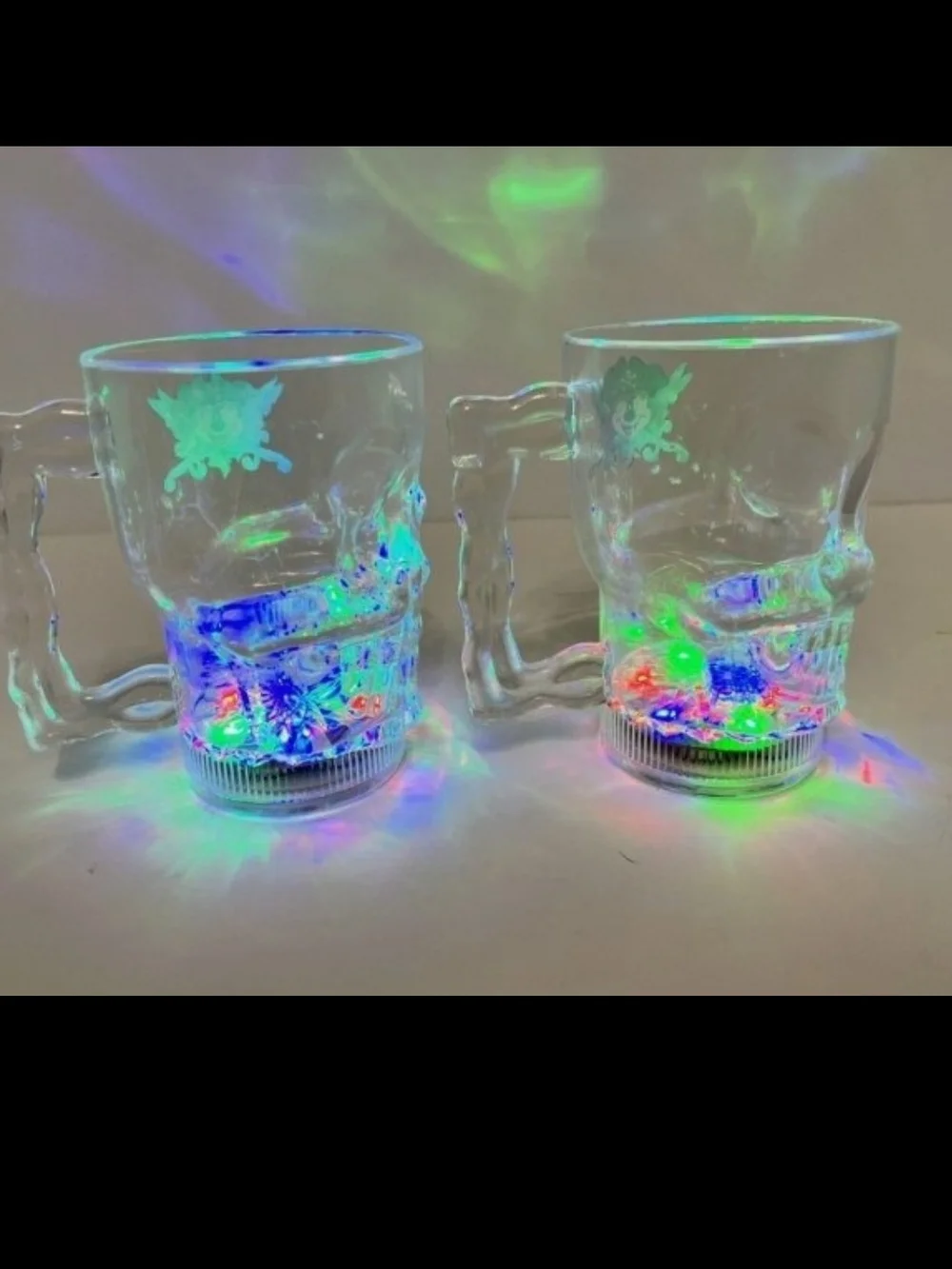 Disney Skull Glow Cup Pirate Mickey Light Up Pirates of the Caribbean SET OF 2
